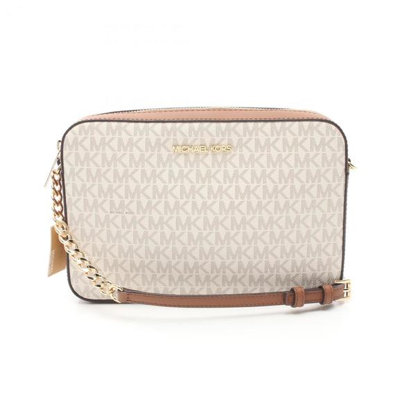 Michael Kors JET SET ITEM Shoulder Bag, Coated Canvas, Leather, Women's, White, - Picture 1 of 5